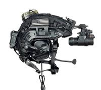 LZAQHMT Conjunto De Casco Táctico Fast para Airsoft con Modelo Simulado Visión Nocturna AN-PVS31, Auriculares con Cancelación Ruido, Linterna Y Funda para Caza, Paintball Juegos Guerra(Matte Black)