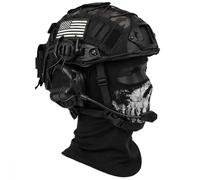 LZAQHMT Conjunto De Casco Táctico for Airsoft 4 En 1 Dial Ajustable, con Auriculares, Funda for Casco, Bolsa for Contrapeso, 52-64 Cm