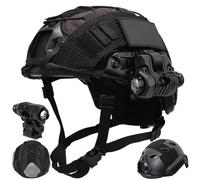 LZAQHMT Juego Casco Ajustable Táctico Fast PJ - Cubierta Casco Desmontable, Linterna Equipo Protección para Tiro Caza Y Cosplay para Adultos