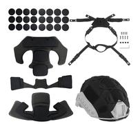 LZAQHMT Kit De Acolchado para Casco Táctico Incluye Funda, Sistema De Suspensión Ajustable De 4 Puntos, Correa para La Barbilla Y Juego De Espuma EVA Universal(Matte Black)