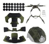 LZAQHMT Kit De Acolchado para Casco Táctico Incluye Funda, Sistema De Suspensión Ajustable De 4 Puntos, Correa para La Barbilla Y Juego De Espuma EVA Universal(Ranger Green)