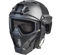 LZAQHMT Máscara De Airsoft con Casco Alta Velocidad Protección Táctica Alta Resistencia con Gafas Antivaho Protección Ocular Resistente A Impactos para Paintball, Caza Y Juegos De Guerra(BK)