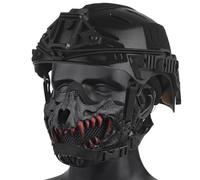 LZAQHMT Máscara Táctica Malla Media Cara, Casco Multifuncional con Riel, Equipo Protección Facial Completo For Halloween, Cosplay, Airsoft, Paintball, CS, Caza(A)