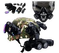 LZAQHMT Niños Conjunto Casco Táctico - Máscara Antigás No Funcional, Modelo Visión Nocturna (NVG) | for Juegos rol Aire Libre Tipo Airsoft (CS)(CP)