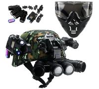 LZAQHMT Niños Conjunto Casco Táctico - Máscara Antigás No Funcional, Modelo Visión Nocturna (NVG) | for Juegos rol Aire Libre Tipo Airsoft (CS)(Green)