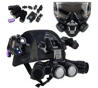 LZAQHMT Niños Conjunto Casco Táctico - Máscara Antigás No Funcional, Modelo Visión Nocturna (NVG) | for Juegos rol Aire Libre Tipo Airsoft (CS)(BCP)