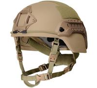 LZAQHMT Nivel IIIA Casco Táctico De Corte Bajo Mich 2000 con Protector De Visión Nocturna, Adaptador De Riel Lateral Y Paneles De Velcro para Entrenamiento De Caza(Coyote Brown)