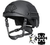 LZAQHMT Nivel IIIA Casco Táctico Fast De Corte Alto - Sistema De Suspensión Ajustable Mejorado, Soporte para Visión Nocturna, Rieles Laterales, para Caza, Equipo Militar Y Airsoft(BK)