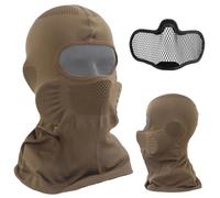 LZAQHMT Pasamontañas Táctico Integral - Transpirable Y Cómodo Tejido Elástico con Cubierta Protectora De Malla De Acero Ideal para Airsoft, Paintball Y Caza(CB)