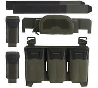 LZAQHMT Placa Frontal Táctica con Portacargador Triple Multicalibre + 2 Portacargadores Individuales De 9 Mm - Bolsa Administrativa Compacta Segunda Capa para Equipo Paintball, Caza Y CS(RG)
