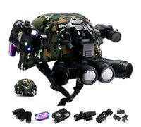 LZAQHMT Rápido Táctico for Niños Casco Conjunto con Visión Nocturna Cuatro Ojos, Linterna Multifuncional Casco Airsoft Niño for CS, Caza, Cosplay Equipo(WL)