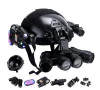 LZAQHMT Rápido Táctico for Niños Casco Conjunto con Visión Nocturna Cuatro Ojos, Linterna Multifuncional Casco Airsoft Niño for CS, Caza, Cosplay Equipo(BK)