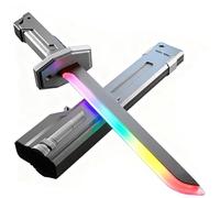 LZAQHMT Recargable Estilo Corto Luz Colores Espada Brillante Espada Chispas Espada Juguetes con Efecto Chispas Humo Espada Luminosa Espada Juguete for Niños Adultos(Dark Star Gray)