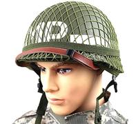 LZAQHMT Réplica del Casco M1 Verde Segunda Guerra Mundial - Carcasa Acero con Red Barboquejo Lona | Pintable para Hacer Uno Mismo para Cosplay Airsoft Paintball