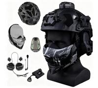 LZAQHMT Tactical Helmet Set - Airsoft Helmet with Half Face Mask, Walkie Talkie Headset & Survival Marker Light For CS Outdoor Hunting Cosplay Gear