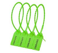 Lzbignun 100 sellos de seguridad de plástico numerados para extintores de incendios, pestañas de seguridad desechables con autobloqueo (verde)