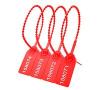 Lzbignun 100 sellos de seguridad de plástico numerados para extintores de incendios, pestañas de seguridad desechables con autobloqueo (rojo)