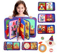 LZDMY Libro Montessori para Niños 1 2 Años, Busy Board Libro Interactivo con Tema Circo, Busy Book Juguetes Educativos Montessori con Cremalleras/Botones Sensoriales, Regalo para Niños Niñas