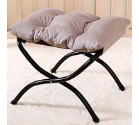 LZDRETUQ Reposapiés Plegable con Patas de Metal, Moderno Taburete pequeño Desmontable, cómodo y portátil, de algodón Antideslizante, para Sala de Estar y Dormitorio (Gris Claro).