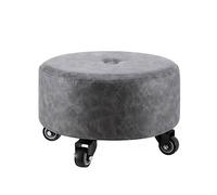 LZDRETUQ Taburete pequeño para el hogar con polea móvil, Taburete bajo, para pedicura, Limpieza de Pisos, Banco Redondo de Cuero con 5 Ruedas universales.