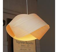LZF LAMPS Lámpara colgante LZF Nut, color haya/níquel, longitud 42 cm, madera
