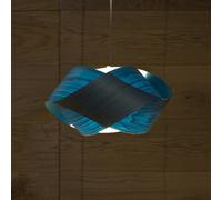 LZF LAMPS LZF Lámpara colgante Nut, azul/níquel, longitud 42 cm, madera