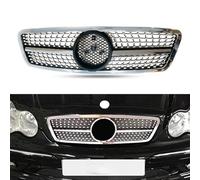 LZGQAZ Coche Rejillas Frontales para Mercedes Benz C Class W203 C63 C230 C240 C240 2000 2001 2002 2003 2004 2005 2006, Parrilla Radiador Parachoques Delantero, Accessories Coche,Silver
