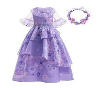 LZH Encanto Mirabel Disfraz Vestido Para Niñas Cosplay Isabela Madrigal Princesa de Halloween Vestido Con guirnalda