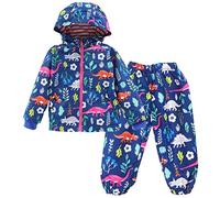 LZH Impermeable Chubasquero para Niño o Niñas, Dinosaurio Capa de Lluvia de Dibujos Animados con Capucha Chaqueta Pantalones Traje