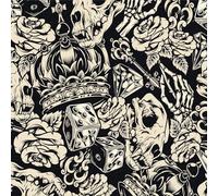 LZH-LP Papel Pintado Autoadhesivo, 44x300CM Cráneo de Corona Espacio de Ciencia ficción Papel de Contacto Despegable y Adhesivo Lámina Decorativa Extraíble Negra