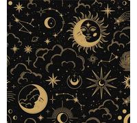 LZH-LP Papel Pintado Autoadhesivo, 44x600CM Diseño Dios la Luna Papel de Contacto Extraíble y Adhesivo Cielo Estrellado Verde Lámina Decorativa Extraíble