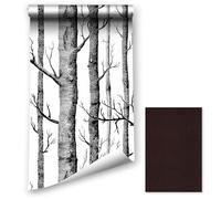 LZH-LP Papel pintado autoadhesivo de contacto con bosque de abedules, película de vinilo extraíble, revestimiento de muebles de pared con parche de reparación de cuero para sofá de cuero