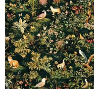 LZH-LP Papel Pintado Autoadhesivo, Papel de Contacto Animales Plantas Flores Estilo, 44x600CM Vintage Verde Estampado Papel Pintado Desmontable Película Decorativa Rollo