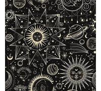 LZH-LP Papel Pintado Autoadhesivo, Papel de Contacto Galaxia Mística Bosque Cósmico Animales Plantas Flores, 44x600CM Sol Luna Estrellas Estampado Papel Pintado Desmontable Película Decorativa