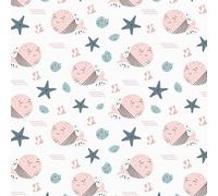 LZH-LP Papel Tapiz Autoadhesivo, 44x300CM Ballenas Rosas Estrellas de Mar Conchas Marinas Papel de Contacto Despegable y Adhesivo, Papel Tapiz Decorativo Removible para Habitación de Niña
