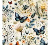 LZH-LP Papel Tapiz Autoadhesivo, 44x300CM Diseño de Mariposas y Flores Papel Tapiz Blanco Despegable Película de Vinilo Removible para Sala de Estar Dormitorio