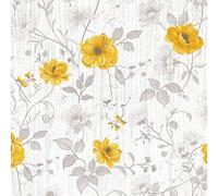 LZH-LP Papel Tapiz Autoadhesivo, 44x300CM Gris Floral sin Costuras Papel de Contacto Despegable y Pegable Lámina Adhesiva Removible con Estampado de Flores y Plantas Doradas