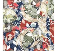 LZH-LP Papel Tapiz Autoadhesivo, 44x600CM Diseño de Flores y Ramas de Colores Papel de Contacto Despegable y Pegable Fondo Azul con Puntos Negros Película Decorativa