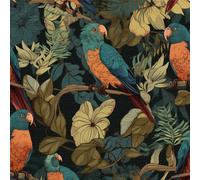 LZH-LP Papel Tapiz Autoadhesivo Loros y Aves Selva Tropical Estilo Vintage con Textura de Persiana Impermeable Vinilo Decorativo para Muebles Salón Dormitorio Armarios, 44x300CM