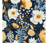 LZH-LP Papel Tapiz Autoadhesivo, Papel de Contacto Despegable Pegable con Diseño de Flores de Acuarela, 44x600CM Papel Tapiz Extraíble con Estampado Floral Azul Blanco Sin Costuras