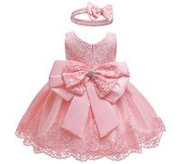 LZH Vestido de Encaje para Niñas Bebés Vestidos de Fores de Bowknot Concurso de Bodas Bautizo Bautizo Vestido de Tutú 0-24 Meses
