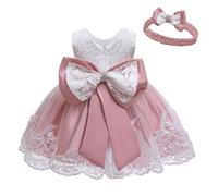 LZH Vestido de Encaje para Niñas Bebés Vestidos de Fores de Bowknot Concurso de Bodas Bautizo Bautizo Vestido de Tutú Polvo Frijol