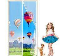 LZHBD 2021 Nueva Mosquitera Puerta Magnetica Corredera 155 x 200 cm Cierre Magnético Automático - Cortina Mosquiteras Magnética para Puertas Abatible Balcón Puerta Corredera de Patio - Blanco