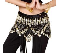 Lzhixin - Cinturón de Danza del Vientre,Bufandas de Cadera de Danza Oriental, Bufanda de Baile Oriental, para representaciones en Escenario, Mujeres, niñas, 140 x 26 cm