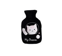 LZHLMCL Bolsa De Agua Caliente Franela De Gato Inyección De Agua Botella De Agua Caliente Calentador De Manos De Agua Niña Vientre Cálido Planeta Negro