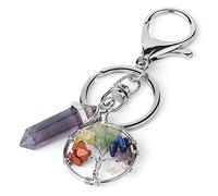 LZHLMCL Llaveros Para Niñas Piedra Natural Fluorita Árbol De La Vida Colgantes Llavero Broche De Langosta Llavero Accesorios Para Mochila De Coche Joyería 1