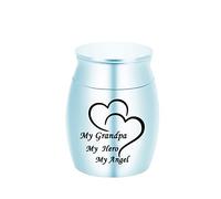 LZHLMCL Urna Contenedor Pequeñas Urnas De Cremación Cenizas Humanas Recuerdo Urna De Aleación De Aluminio Mini Urnas Decorativas Mi Día Mi Héroe Mi Ángel Abuelo Azul 30X40 Mm