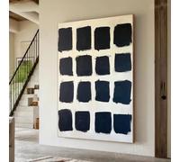 LZJAGXX Black Abstract Wabi Sabi Minimalist Painting, Light Beige Background, Zen Geometric Design, Modern Home Decoration(20x30cm/Inner Frame)