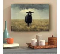 LZJAGXX Chic Black Sheep Canvas Art Print, Vintage Farmhouse Decor, Animal Art Pictures Wall Poster for Living Room and Bedroom(20x30cm/Frameless)