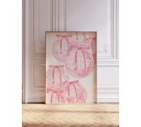 LZJAGXX Cuadro decorativo rosa con lazo, estilo preppy, ideal para decorar la pared de la habitación de una chica en un dormitorio o apartamento (40x60cm/Sin marco).
